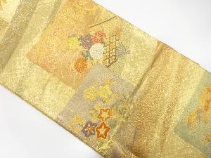 佐賀錦扇に花模様織出し袋帯